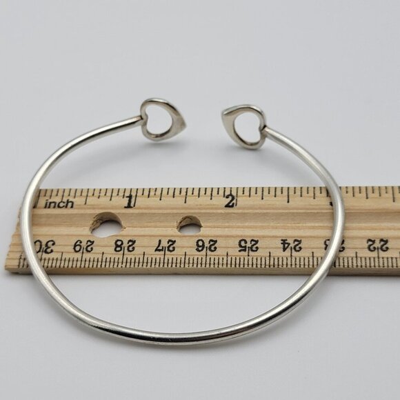 Tiffany & Co. Double Heart Open Cuff Bracelet Sterling Silver 925 8 Inch Sizable - Picture 10 of 11